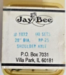 Jay-bee Scale #1072 28 RP-25 Brass Wheelsets Shoulder Axles Nos (4 Sets). Fixed Price $6.50.