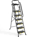 6 Step Ladder 800LB Folding Portable Steel Anti Slip Handrail Black WK2223 Stool. Fixed Price $209.99.