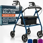 Vive Ultra Lightweight Rollator Walker With - Foldable, Black Seat, Blue. Fixed Price $153.99.