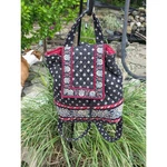 Vera Bradley Mini Backpack Windsor Navy Quilted Cotton Floral Drawstring Bag. Fixed Price $35.00.