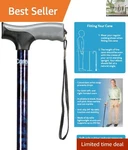 Elegant Blue Marble Adjustable Walking Cane With Anti-slip Grip For Seniors. Fixed Price $29.99.