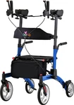 Nova Dragon Rise Rollator, Upright Walker W/contour Forearm, Blue - Open Box!. Fixed Price $225.00.