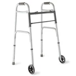 Medline Walker 2-BUTTON Folding With Aid 5" Wheels Adjustable MDS86410W54. Fixed Price $49.95.