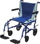 Drive Medical TS19 Aluminum Transport Chair With Removable Flip-back Arms, Blue. Fixed Price $319.00.