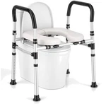 Secure Bathroom Comfort: Toilet Seat Riser With Padded Armrests & Non-slip Base. Fixed Price $118.95.