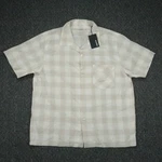 Buck Mason Shirt Mens Large Beige Plaid Breeze Cotton Linen Short Sleeve Camp. Fixed Price $69.80.