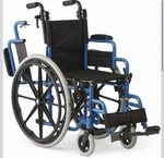 Medline Manual Wheelchair Foldable Blue Adjustable Footrests Padded Armrest. Fixed Price $110.00.