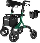 All-terrain Rollator Walker For Seniors With Seat, Adjustable Height, Green. Fixed Price $249.99.