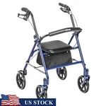 Four Wheel Rollator Rolling Walker With Fold Removable Back Support Blue. Fixed Price $67.41.