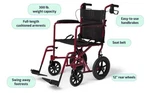 Medline MDS808210ARE Red Transport Wheelchair Handbrakes Pickup Only Dallas Tx. Fixed Price $79.99.