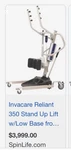 Invacare Get-u-up Hydraulic Sit To Stand Patient Lift Lb Capacity GHS350. Fixed Price $1600.00.