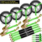 4 Lasso Straps Car Trailer Hauler Ratchet Tie Down Towing Tire Kit. Fixed Price $89.95.