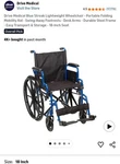Drive Medical BLS18FBDSF Inch Blue Streak Wheelchair With Flip Back Desk Arms. Fixed Price $90.00.