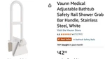 Vaunn Medical Adjustable Bathtub Safety Rail Shower Grab Bar Handle. Fixed Price $17.00.