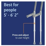 Medline Aluminum Forearm Crutches, Adult, Cuff Size 4", Pack Of 2. Fixed Price $30.00.