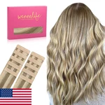 Wennalife Tape Hair Extensions Human Ash Brown Platinum Blonde Highlights 10". Fixed Price $28.48.
