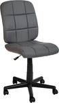 Stylish Gray Vinyl Swivel Task Chair With Tufted Back And 360 Mobility. Fixed Price $201.99.