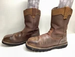 Vtg Mens Brazos Square-comp Toe Work Brown Boots Size 10 D. Fixed Price $21.99.
