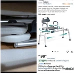 Pelegon Transfer Bench Swivel Seat Adjustable Slides Dark Blue 2 Handrails. Fixed Price $125.00.