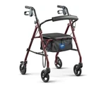 Medline Steel Rollator Walker 6 Wheels Burgundy, 350 Lb. Weight Capacity. Fixed Price $65.00.