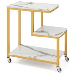 3-LAYER White Edge Table With Wheels Rustic. Fixed Price $115.91.