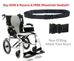 Karman Aluminum Ergoflight Lightweight Transport Wheelchair S-2512F16S-TP. Fixed Price $870.00.