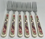 (6) Studio Nova Palm Desert Plastic Handle Salad Fork Lot 7.25. Fixed Price $24.50.