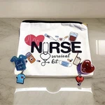 Nurse Survival Kit Makeup Bag White Multicolor Fabric Zipper Medical Graphics. Fixed Price $6.49.