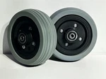 (pair) 6" X 2" Pride Wheelchair Casters Black Rim Gray Tire P/n# WHLASMB1762. Fixed Price $36.00.
