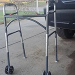 Drive Medical HX5 9JP Foldable Walking Frame, 2 Wheels, 500 Lbs Capacity. Fixed Price $25.00.