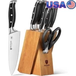 7 Piece Kitchen Knife Set W/ Sharpener Ergonomic Handle High Carbon Steel New. Fixed Price $128.24.