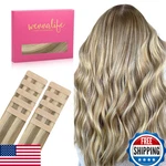 Wennalife Tape Hair Extensions Human Ash Brown Platinum Blonde Highlights. Fixed Price $28.48.