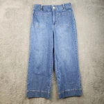 Habitat Wide Leg Jeans Women Size 10 Blue High Rise Stretch Denim Sailor Pants. Fixed Price $29.99.