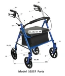 Drive 10257 Medical Rollator Factory Replacement Parts. Fixed Price $22.95.