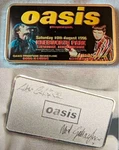 Oasis Silver Bar Signed Liam Gallagher Old Ticket Tour Retro Pop Music Rock Song. Fixed Price $17.54.