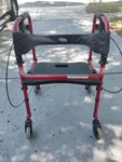 Invacare 4-WHEEL Rollator Walker W/ Seat, Handbrakes, Adjustable, Foldaway. Fixed Price $45.00.