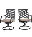 2 Pc Patio Rocking Swivel Dining Chairs W/ Cushions Outdoor Metal Black. Fixed Price $190.00.