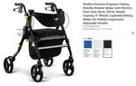 Medline Premium Empower Folding Mobility Rollator Walker With Memory Foam Seat. Fixed Price $125.00.