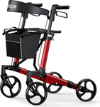 Ultra-light Foldable Rollator Walker With Seat & All-terrain Wheels, Red. Fixed Price $166.99.