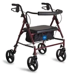 Medline Bariatric Rollator Walker Adjustable Handles Padded Seat 500LB Burgundy. Fixed Price $128.50.