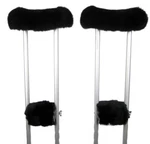 Black Sheepskin Crutch Covers Underarm & Hand Grip Pad 4PC Medical Wool Set. Fixed Price $52.11.
