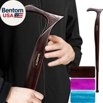Wooden Walking Cane Solid Heavy Duty With 3 Tips Travel Bag Ergonomic. Fixed Price $151.14.