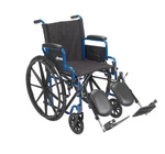 New Drive Medical Blue Streak Wheelchair With Flip Back Desk Arms. Fixed Price $601.84.