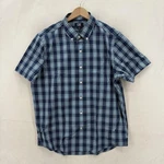 Cutter & Buck Shirt Mens Large Blue Plaid Short Sleeve Button Front Non-iron Nwt. Fixed Price $24.99.