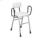 Drive Medical 12455 Adjustable Height Stool With Back And Arms White (open Box). Fixed Price $55.00.