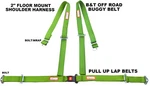 4 Point Buggy Belt Easy Push Button Buckle Floor Mount Seat Harness Lime. Fixed Price $71.45.