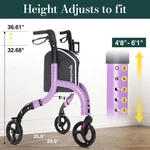 Holyheal 3-WHEEL Rollator Walker For Seniors Purple New Open Box. Fixed Price $60.00.