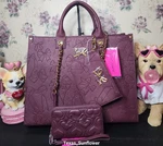 Betsey Johnson Large Bow Embossed XOKIARA2 Tote Bag Cherry Matching Wallet Set. Fixed Price $117.00.