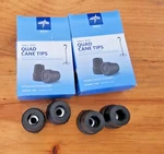 4 Medline Small Base Quad Cane Tips Black 1/2" Slip-resistant. Fixed Price $9.99.