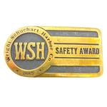 Vtg Wright Schuehart Harbor Co Wsh Safety Award Brass Belt Buckle. Fixed Price $15.20.